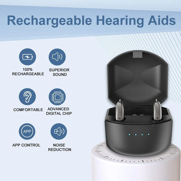 Rechargeable Behind ear hearing aids, Bluetooth with App control (Ref: R03L1)