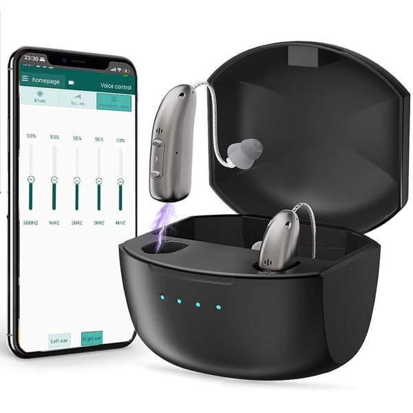 Rechargeable Behind ear hearing aids, Bluetooth with App control (Ref: R03L1)